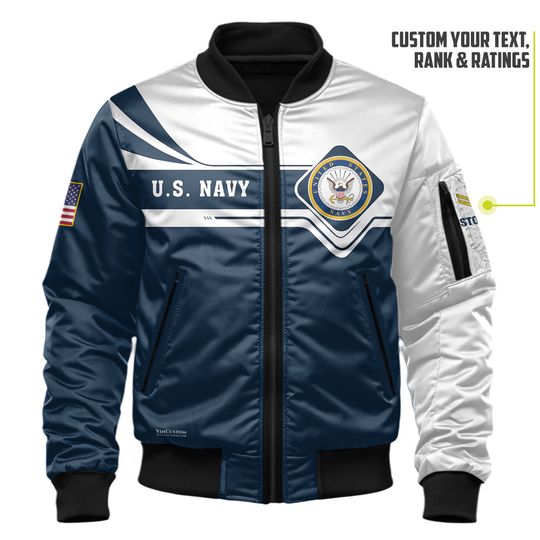Customized US Navy Veteran Bomber Jacket