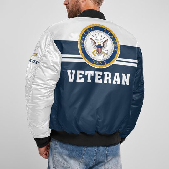Customized US Navy Veteran Bomber Jacket