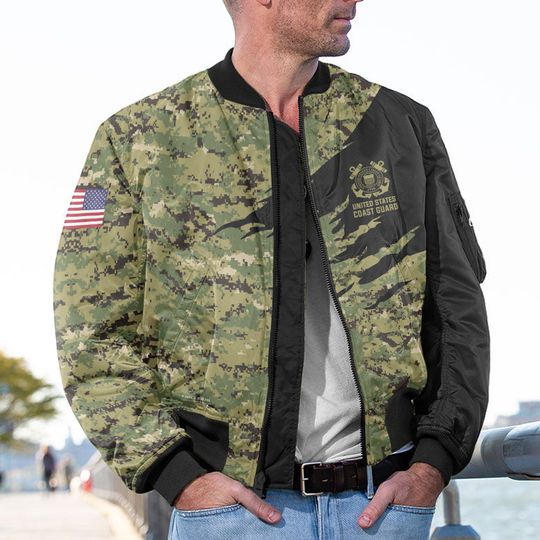 Customized Camouflage U.S. Coast Guard Bomber Jacket
