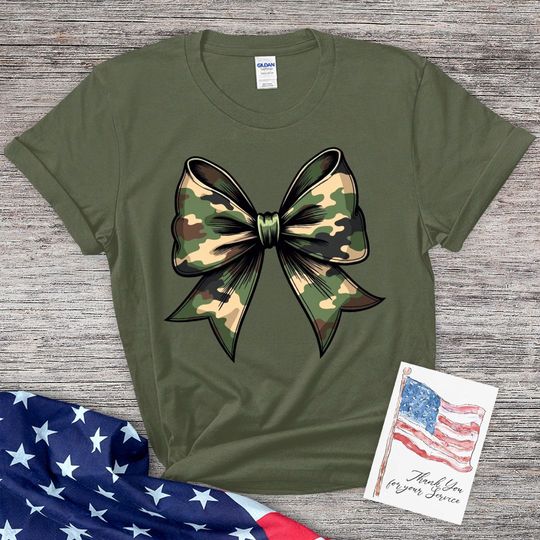 Camouflage Bowtie Patriotic T-Shirt