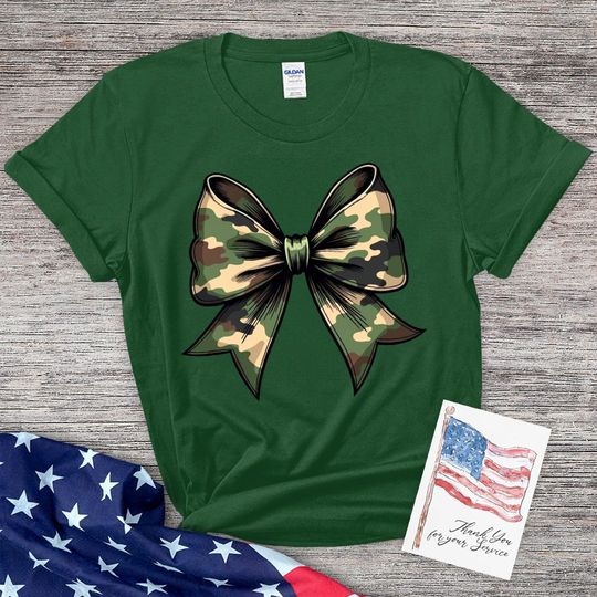 Camouflage Bowtie Patriotic T-Shirt