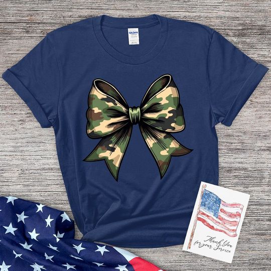 Camouflage Bowtie Patriotic T-Shirt