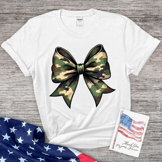 Camouflage Bowtie Patriotic T-Shirt
