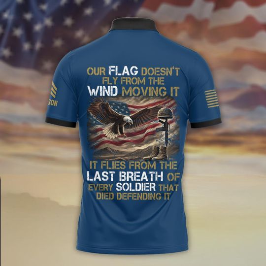 Customized US Veteran Soaring Honor: Eagle & Battlefield Cross Polo Shirt