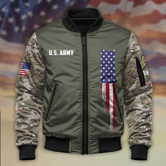 Customized US Veteran camo The Flag Stands Because They Fell Bomber Jacket