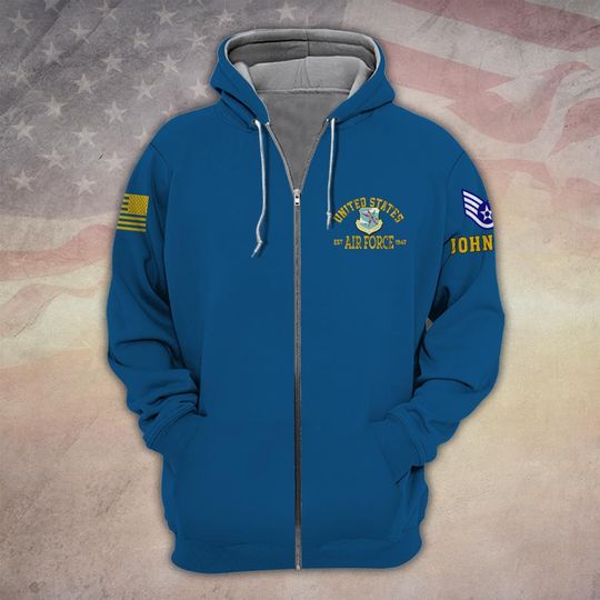 Customized United States  USAF Commands 3D Zip Hoodie