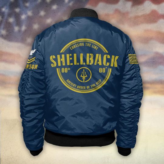 US Navy Shellback Crossing The Line Ancient Order Of The Deep Bomber Jacket