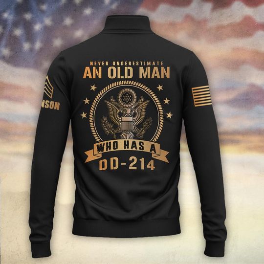 Never Underestimate An Old Man Who Has A DD-214 Zip Neck Sweater