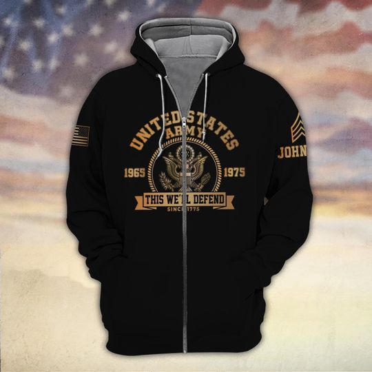 U.S Veteran Proudly Served 3D Zip Hoodie