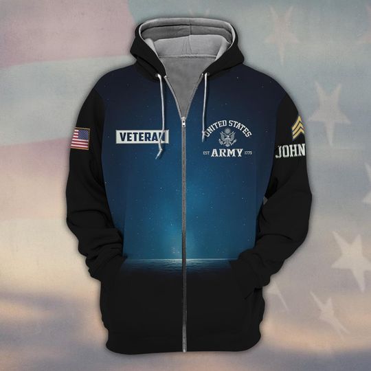Customized U.S Veteran – You’ll Never Walk Alone 3D Zip Hoodie