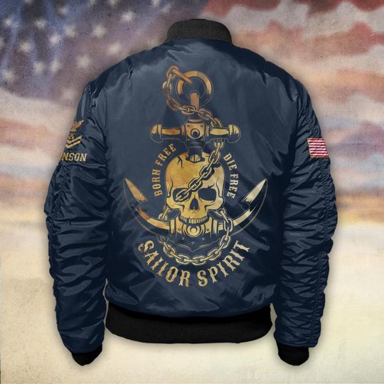 US Navy Born Free – Die Free Sailor Spirit - Bomber Jacket