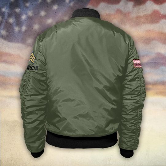Customized US Veteran Proudly Served - Bomber Jacket