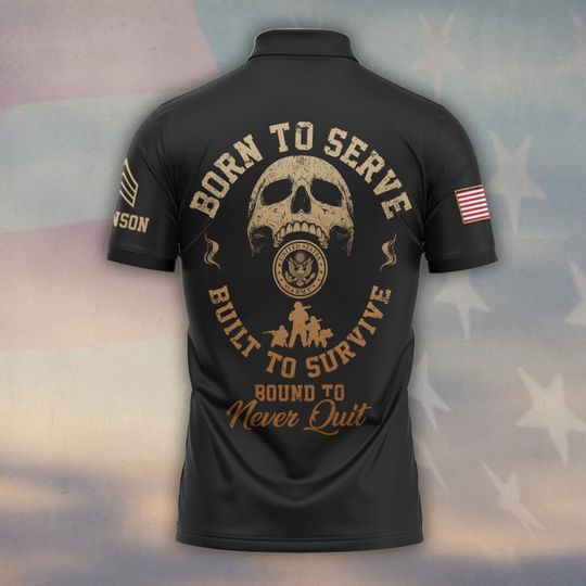 Customized U.S Veteran Born to Serve Polo Shirt