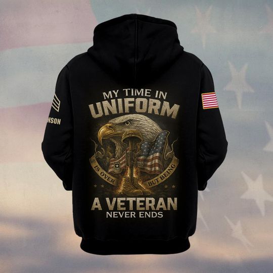 Customized U.S Veteran Proudly Served 3D Hoodie