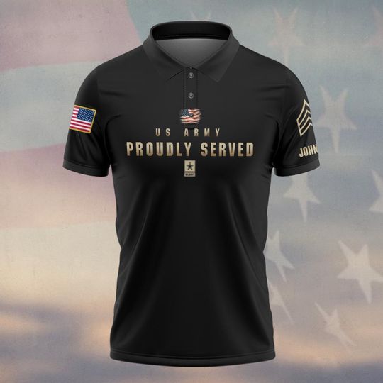 Customized U.S Veteran Proudly Served Polo Shirt