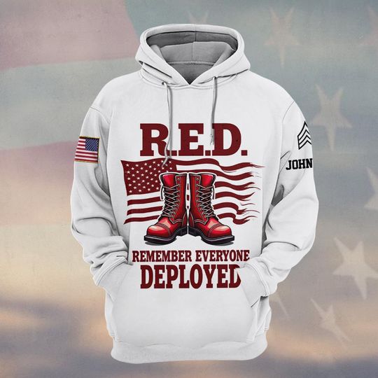 Customized U.S Veteran RED Friday 3D Hoodie