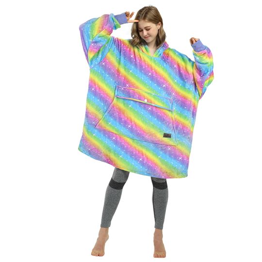 Oversized Hoodie Blanket Sweatshirt Sherpa Plush Soft Warm Fleece Giant Pullover