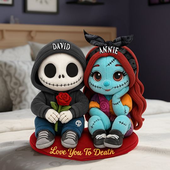 Spooky Cute Couples Pillow - Personalized Gifts For Couples
