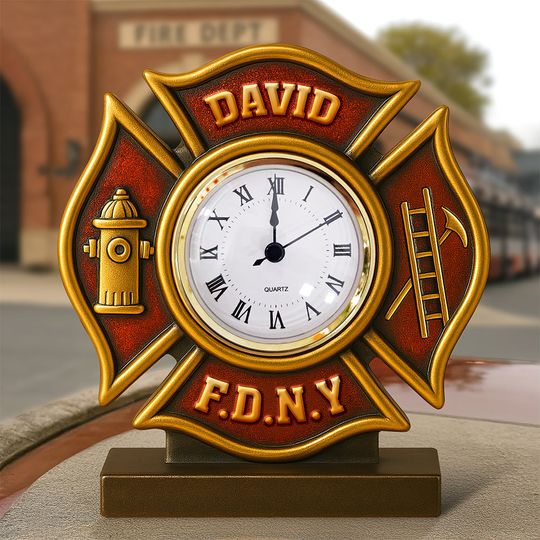 Firefighter Desk Clock Plaque  - Personalized Gifts For Firefighter