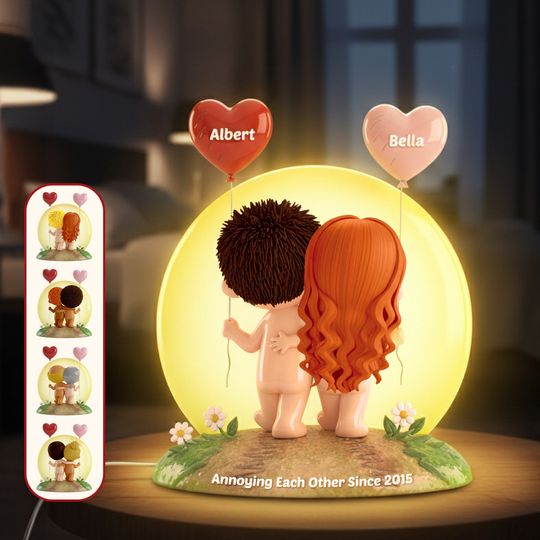 Funny Old Couple Light Box - Personalized Anniversary Gift For Couples