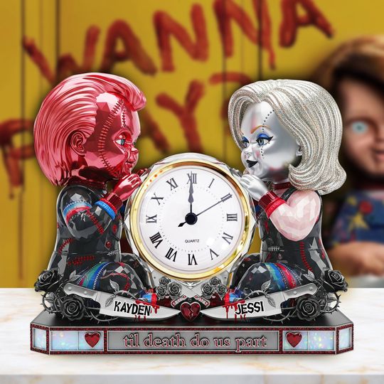 Spooky Couple Desk Clock Plaque - Personalized Gift For Couple
