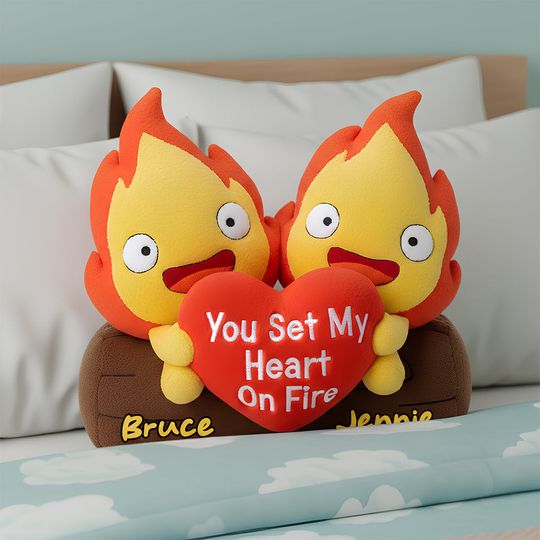 Flame Couple Custom Shape Pillow - Personalized Gifts For Couples