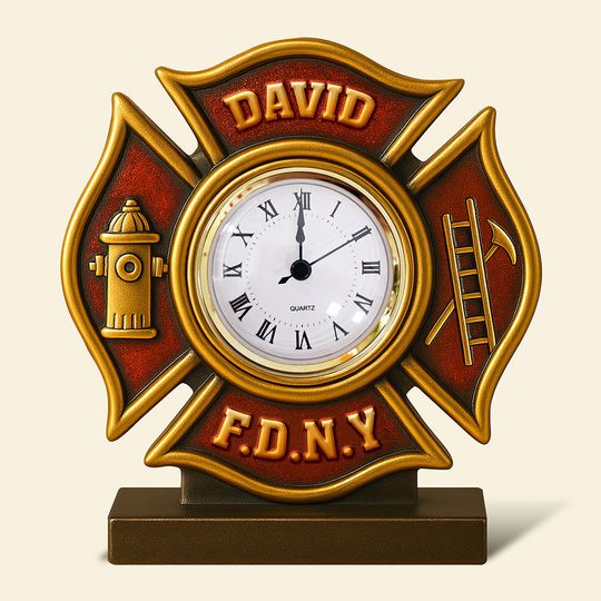 Firefighter Desk Clock Plaque  - Personalized Gifts For Firefighter