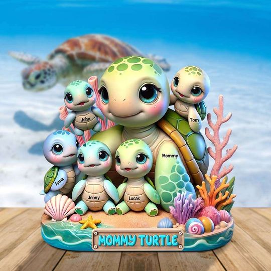 Turtle Mama Plaque - Personalized Christmas Gifts For Mom