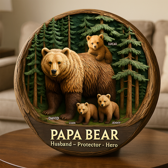 Papa Bear Plaque - Personalized Gifts For Dad