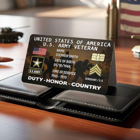 Veteran Wallet Card - Custom Military Logo Gifts For Veteran