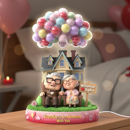 Happy Old Couple Light Box, Personalized Gifts For Couple