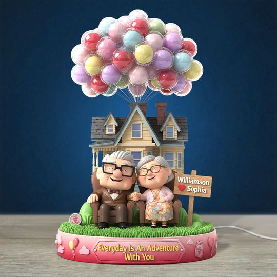 Happy Old Couple Light Box, Personalized Gifts For Couple