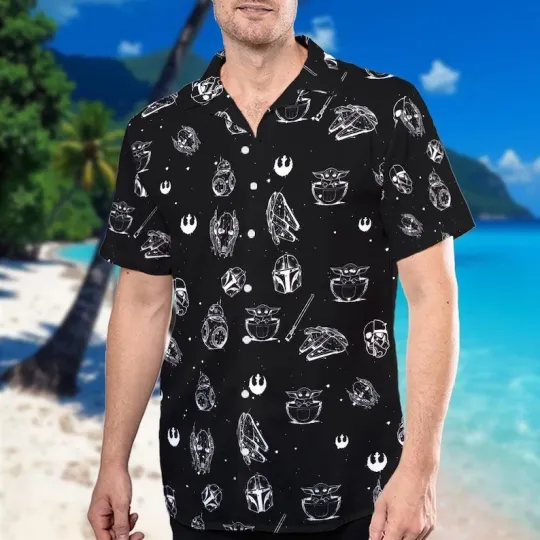 Discover Star Wars Hawaiian Shirt, Disney May The Force Button Up Shirt