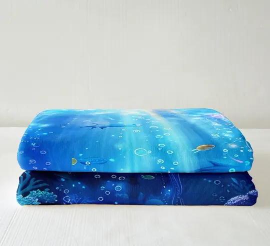 Discover Seahorse Fleece Blanket Baby Kids Marine Animals Blanket