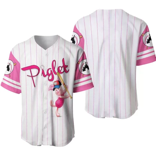 Piglet Baseball Jersey Shirt, Winnie The Pooh Baseball Jersey Shirt