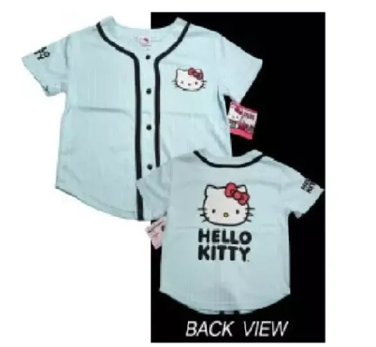 Sanrio Hello Kitty Logo Pin-Stripe Baseball Jersey