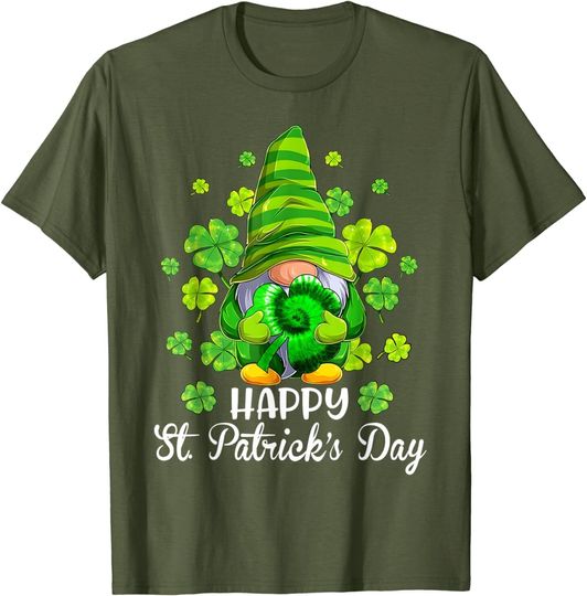 Happy St. Patrick's Day Gnome Tie Dye Shamrock T-Shirt