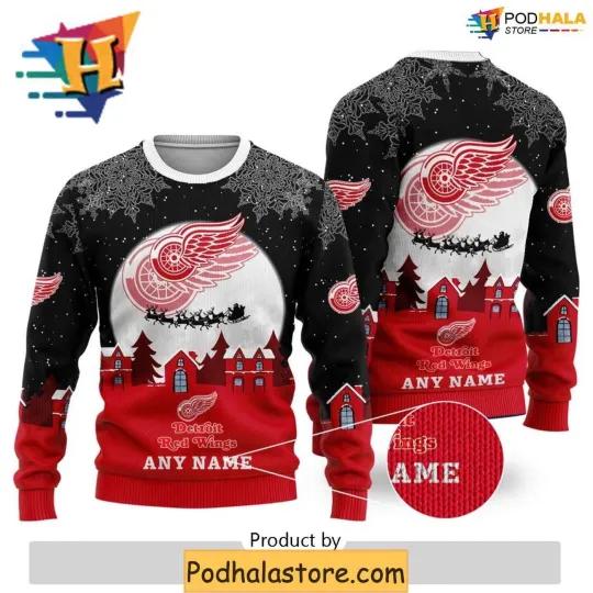 Discover Personalized Detroit Red Wings Ugly Christmas Sweater for Christmas Festive Gift