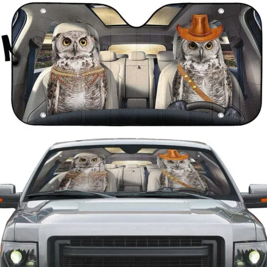 Discover Couple Owls Car Auto Sunshade