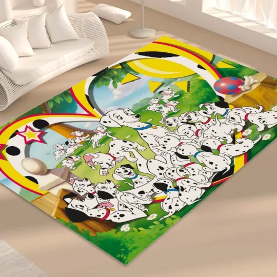 Discover Disney 101 Dalmatians Print Foldable Rectangular Floor Mat Rugs Anti-Skid Carpet