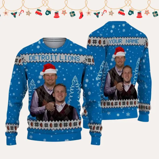 Discover 2025 Jared Goff Dan Campbell Football Ugly Christmas Sweater 2025