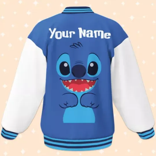 Custom Stitch Couple Baseball Jacket, Adult Varsity Jacket, Personalized Disney