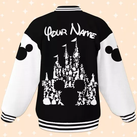 Custom Disney Character Castle Varsity Jacket, Adult Varsity Jacket