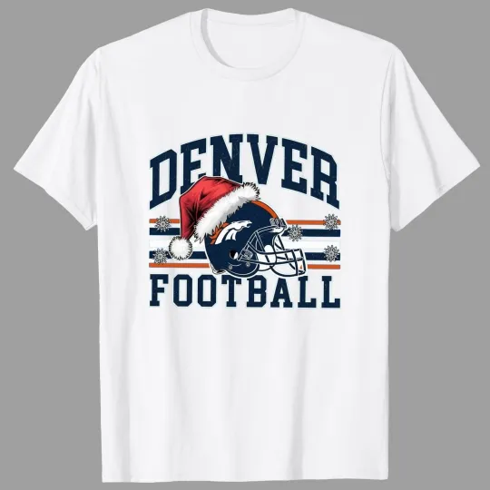 Discover Denver Broncos Christmas Santa Hat Football T-Shirt, Gift for Fan