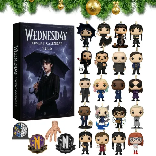 Discover 2025 Wednesday Advent Calendar, 24 Days 2D Flat Acrylic Christmas Ornament
