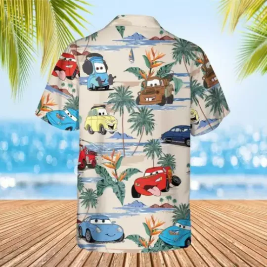 Cars Hawaiian Shirt, Lightning McQueen Doc Hudson Summer Hawaiian