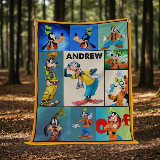 Discover Personalized Goofy Plush Fleece Blanket for Birthday Parties