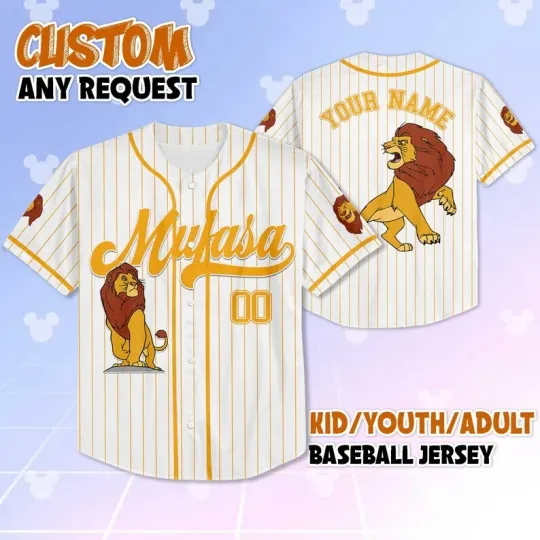 Discover Personalized Mufasa The Lion King Fan Gift Simple Striped Baseball Jersey Shirt