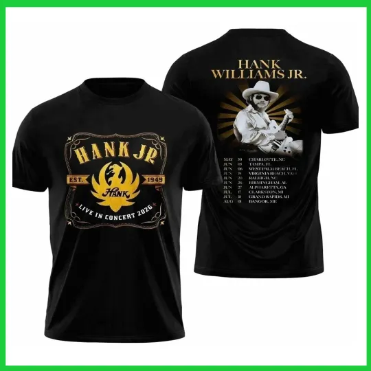 Discover Hank Williams Jr. Live in Tour 2026 T-shirt B