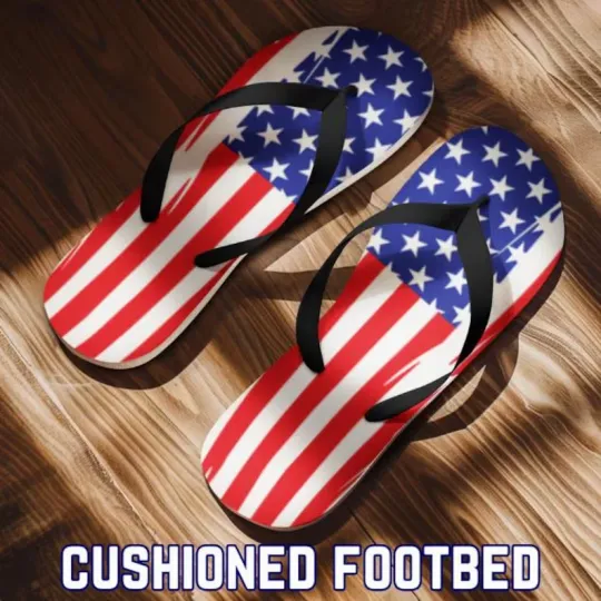 Discover American Flag Split Flip Flops, Stars & Stripes Patriotic Flip Flops for 4th of July